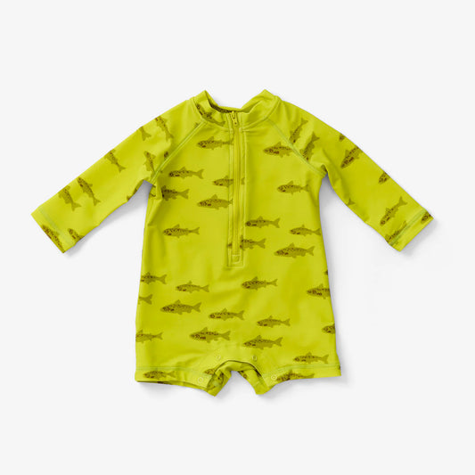 Baby Rashguard Suit - Salmon | Chartreuse