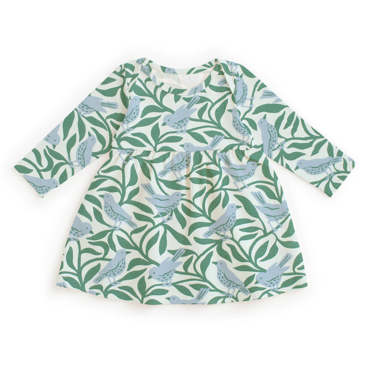 Lausanne Baby Dress - Birds Blue & Green