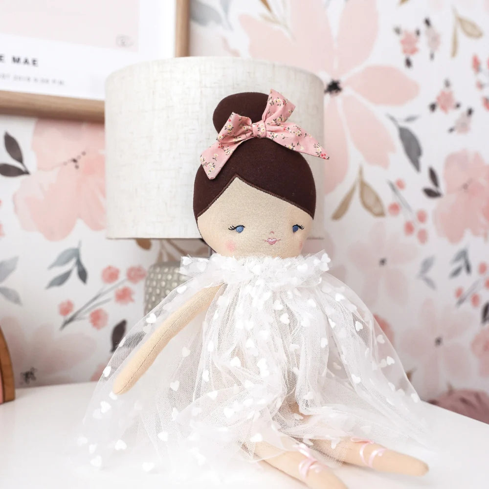 Mia Doll – White Flocked Heart Dress