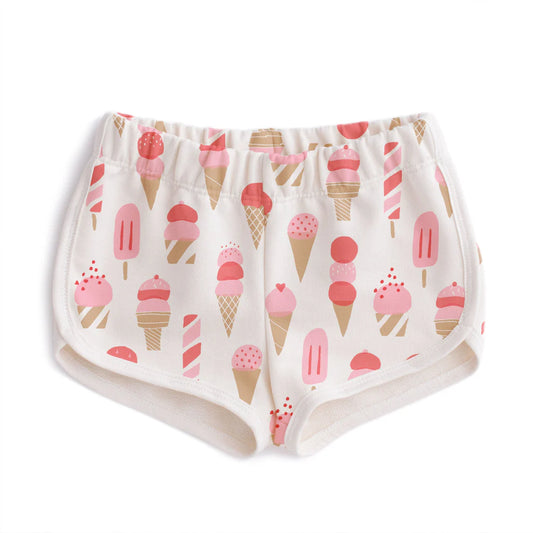 French Terry Shorts | Ice Cream Red & Pink