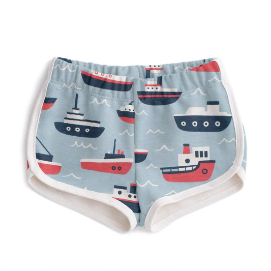 French Terry Shorts | Tugboats Pale Blue