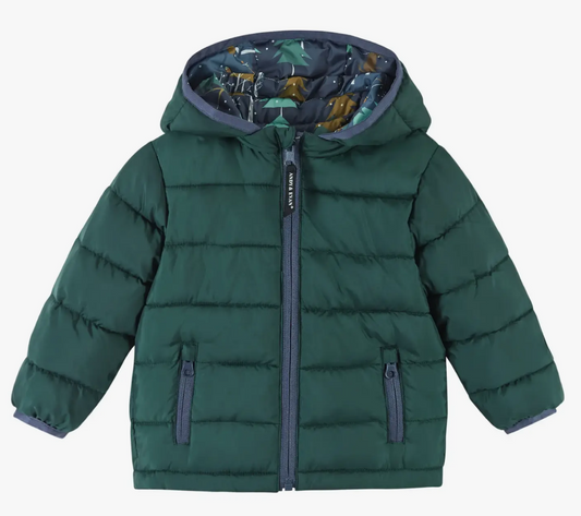 Winter Reversible Hooded Puffer Jacket | Green