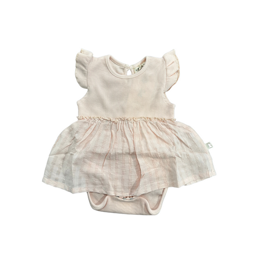 Cap Sleeve Ribbed Romper Dress | Baby Pink