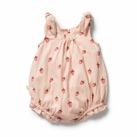 Strawberry Kisses Organic Tie Playsuit