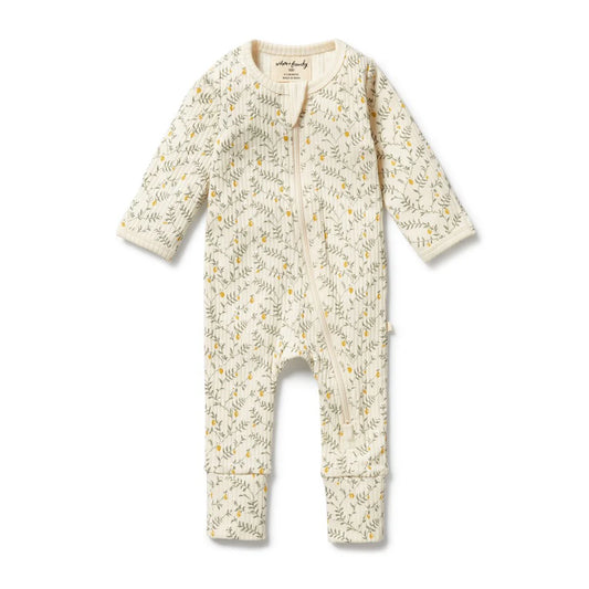 Lemon Leaf Organic Zipsuit with Feet