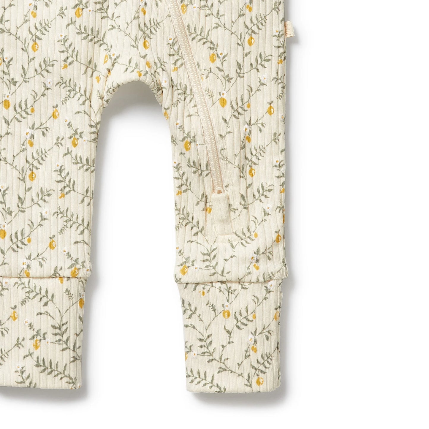 Lemon Leaf Organic Zipsuit with Feet