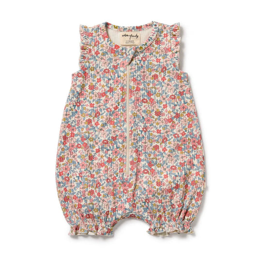 Summer Bloom- Organic Ruffle Zipsuit