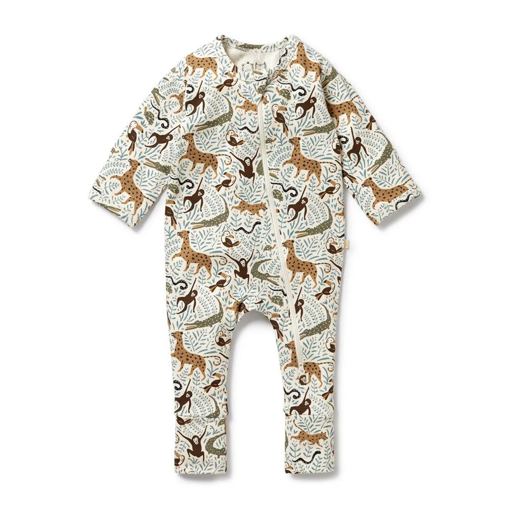 Mini Jungle Organic Zipsuit with Feet