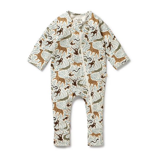 Mini Jungle Organic Zipsuit with Feet