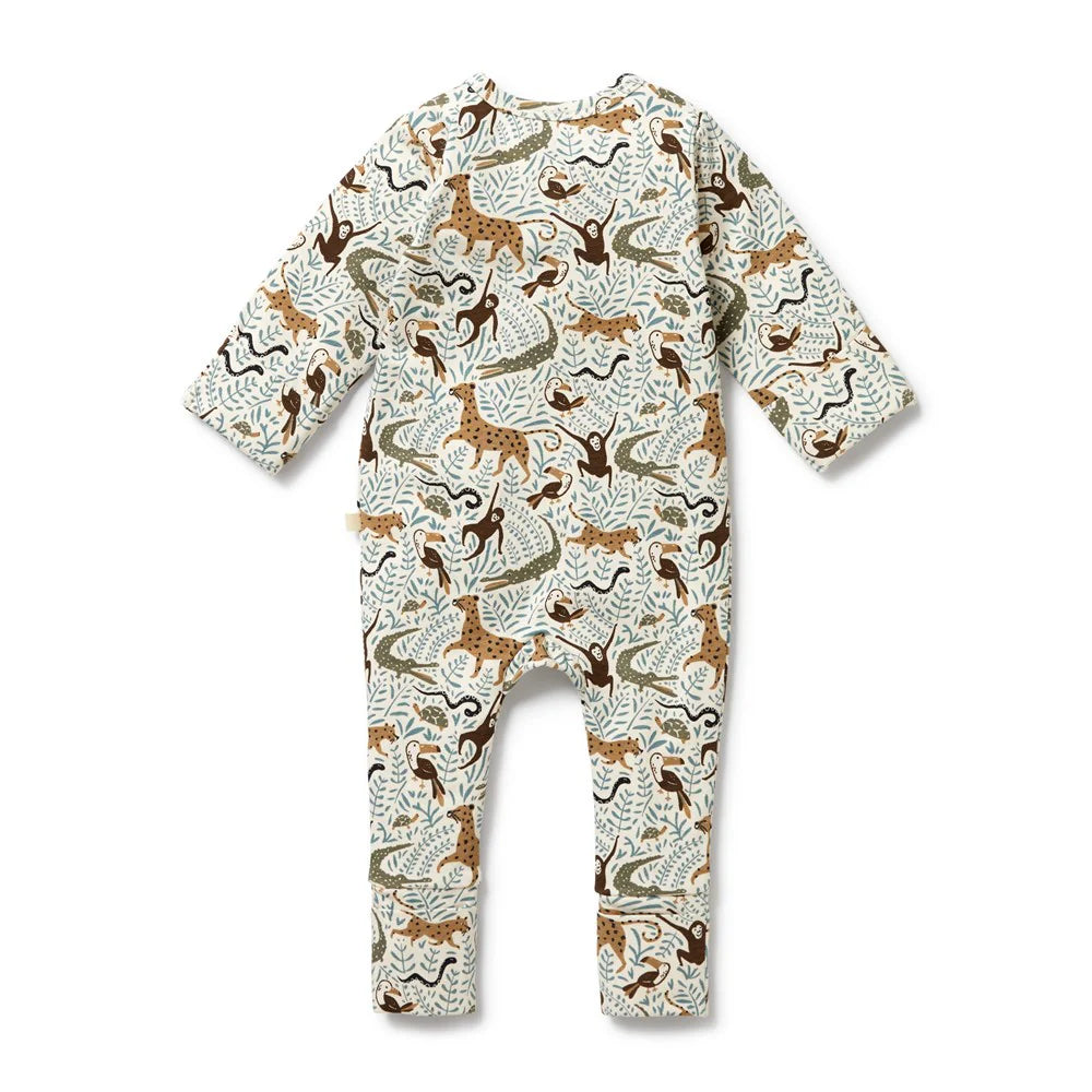 Mini Jungle Organic Zipsuit with Feet