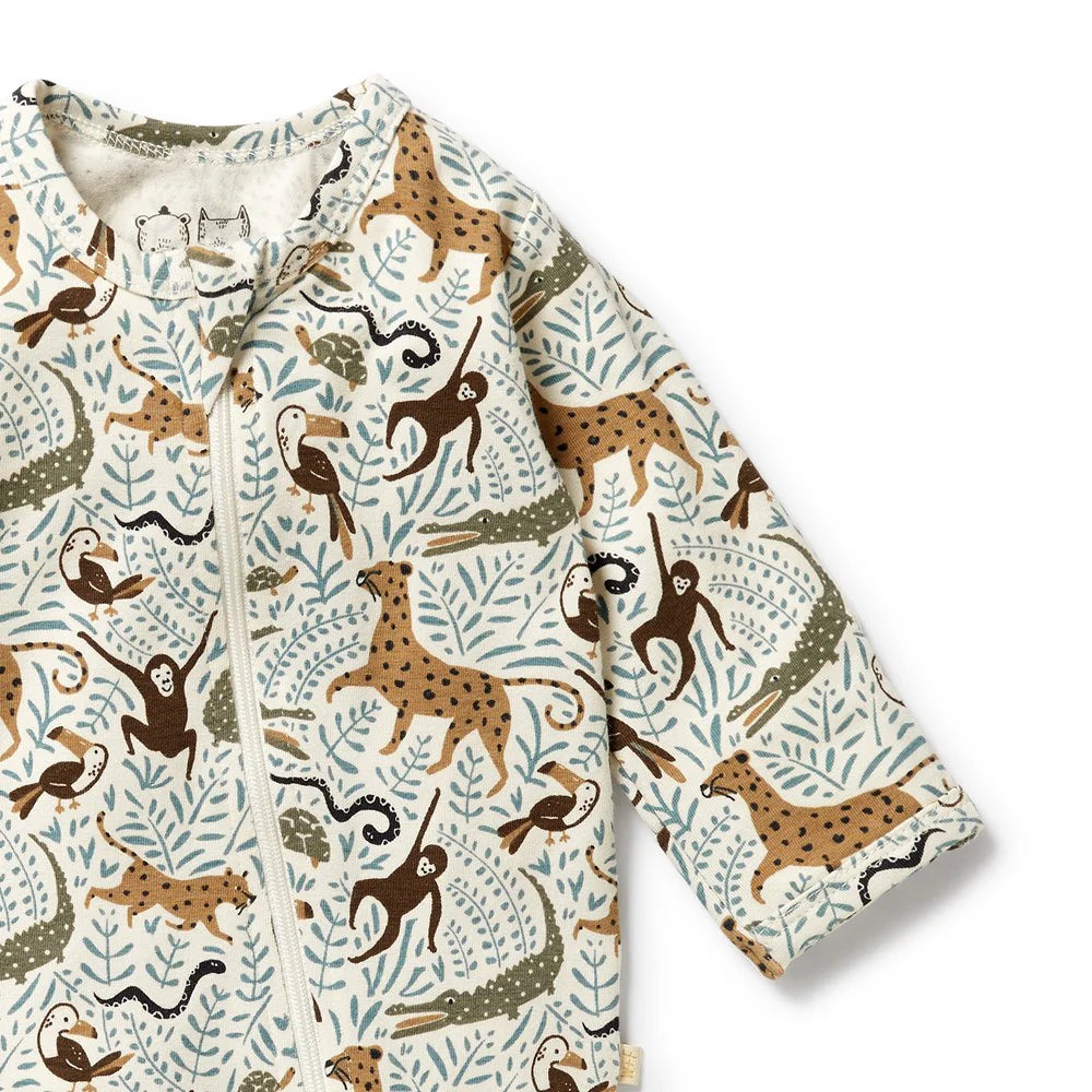 Mini Jungle Organic Zipsuit with Feet