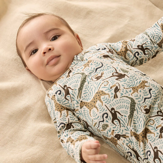 Mini Jungle Organic Zipsuit with Feet