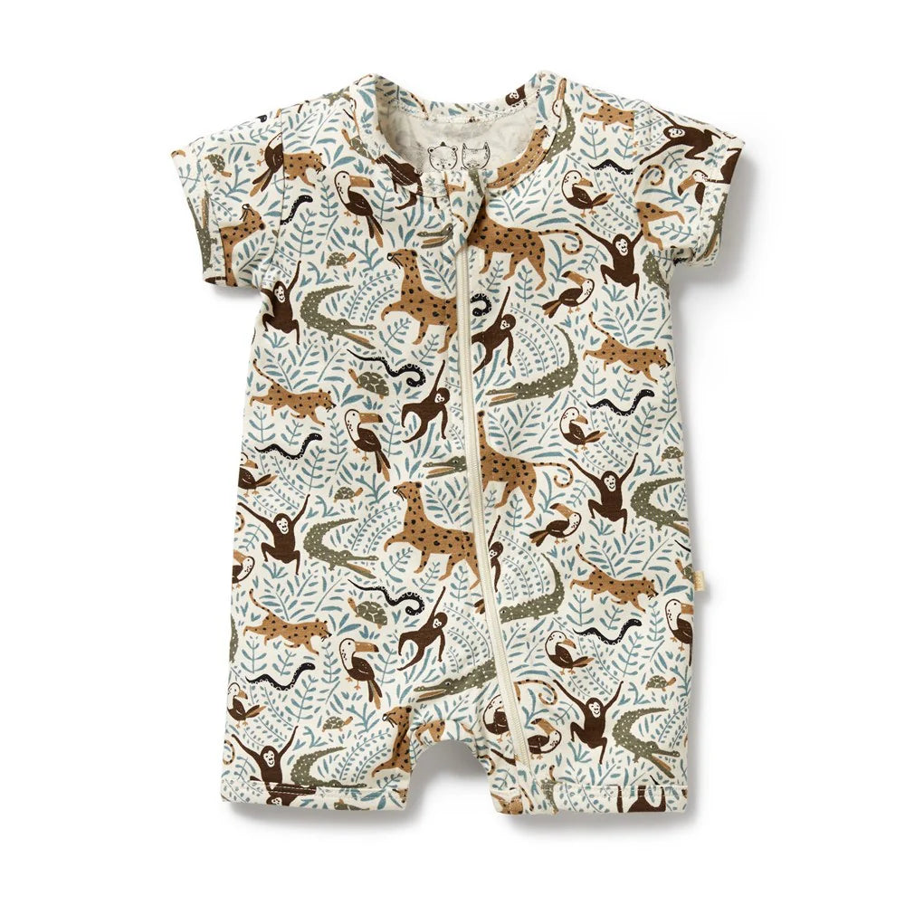 Organic Cotton Boyleg Zipsuit | Mini Jungle