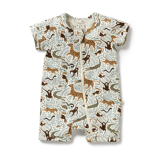 Organic Cotton Boyleg Zipsuit | Mini Jungle