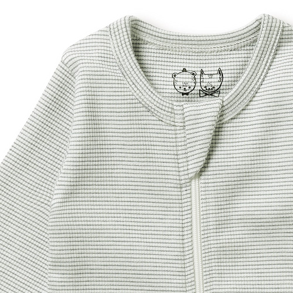 Fern- Organic Stripe Rib Zipsuit with Feet