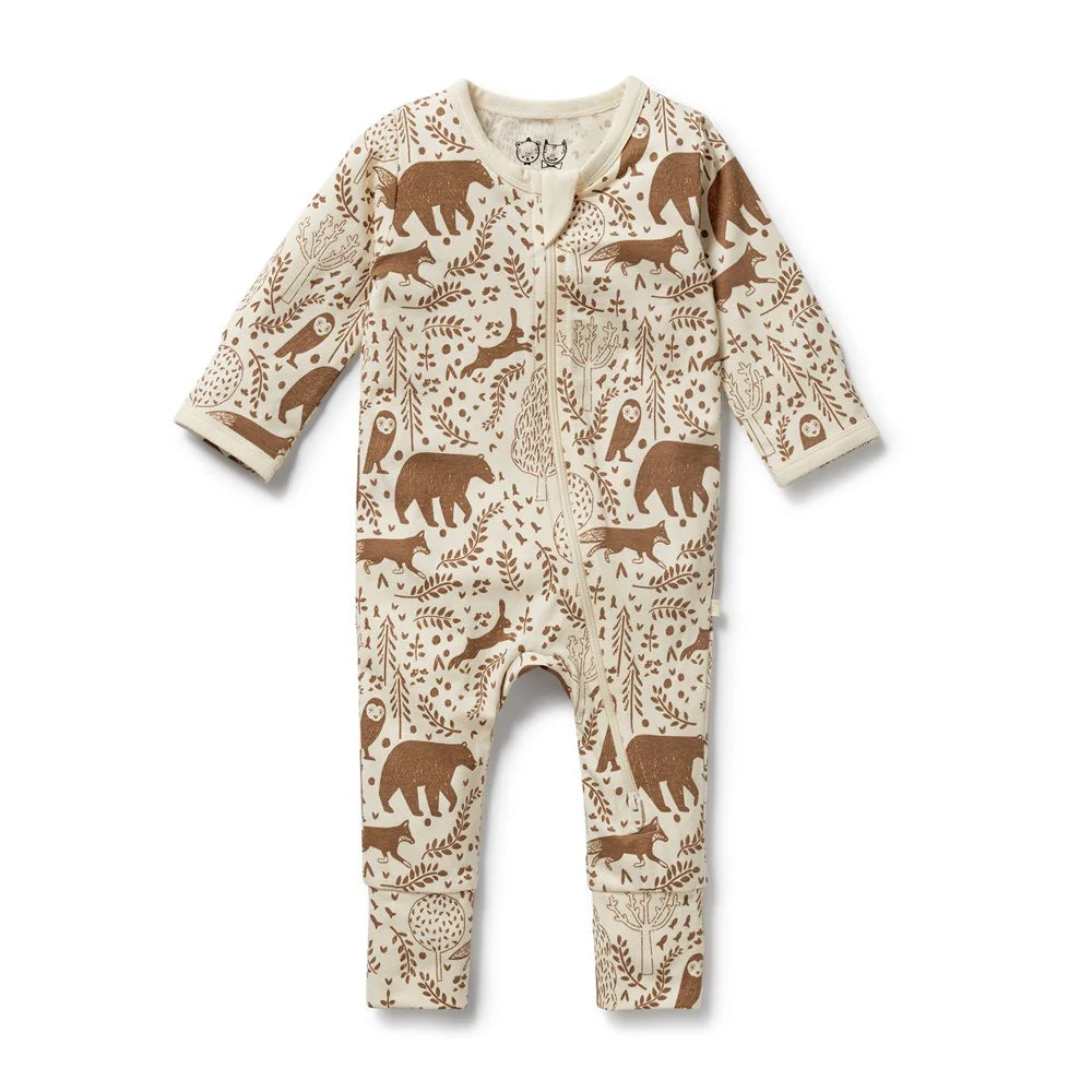Winter Forest Organic Zipsuit with Feet