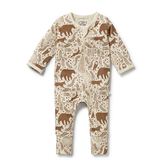 Winter Forest Organic Zipsuit with Feet