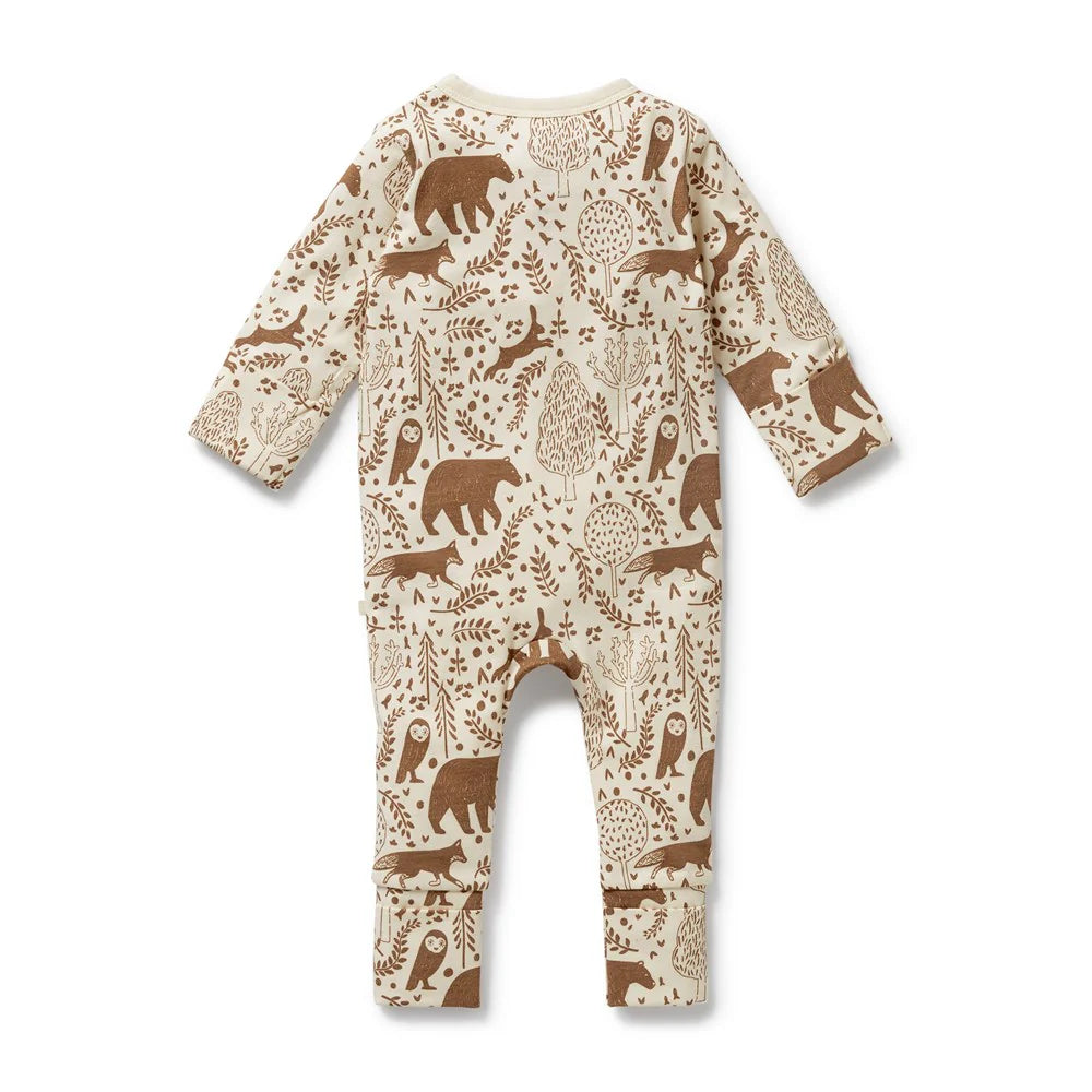 Winter Forest Organic Zipsuit with Feet