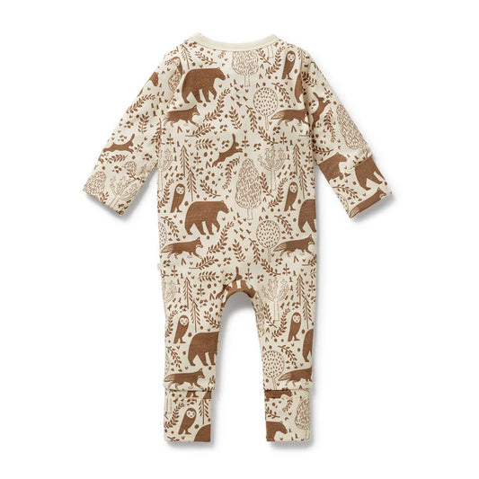 Winter Forest Organic Zipsuit with Feet