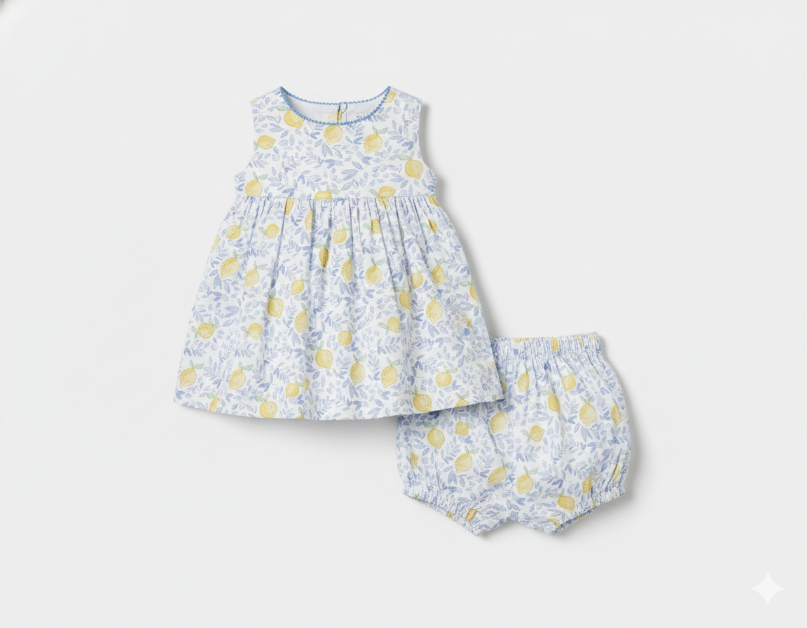 Lemons Pima Baby Dress w/Bloomer
