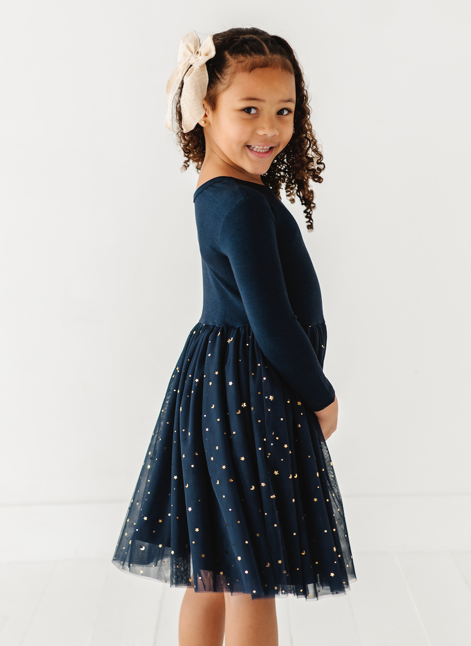 Kids Party Dress - Girls Navy Tulle Holiday Dress - Esme