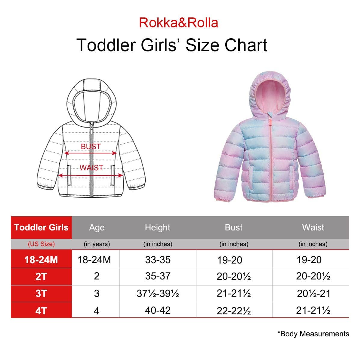 Toddler Girls' Lightweight Puffer Jacket Baby Winter Coat