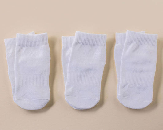 Cleary - White Non-Slip Silicone Grip Baby, Kids Ankle Socks
