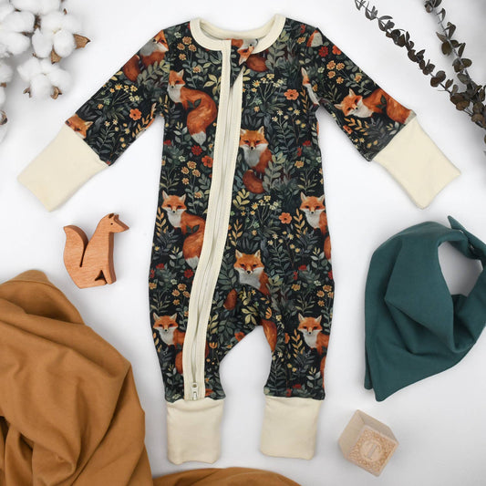 Organic Cotton Baby Pajamas Zipper Sleeper, Ebony PREORDER