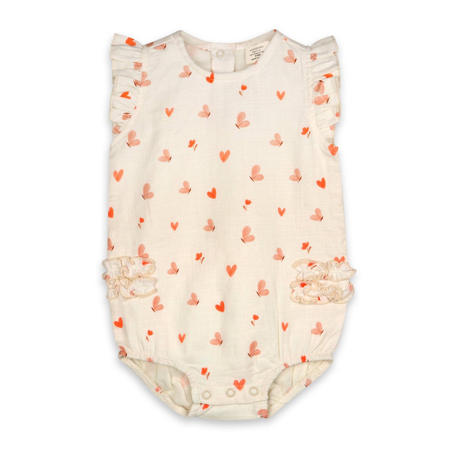 Butterfly Love Side Ruffle Baby Romper (Organic Muslin)