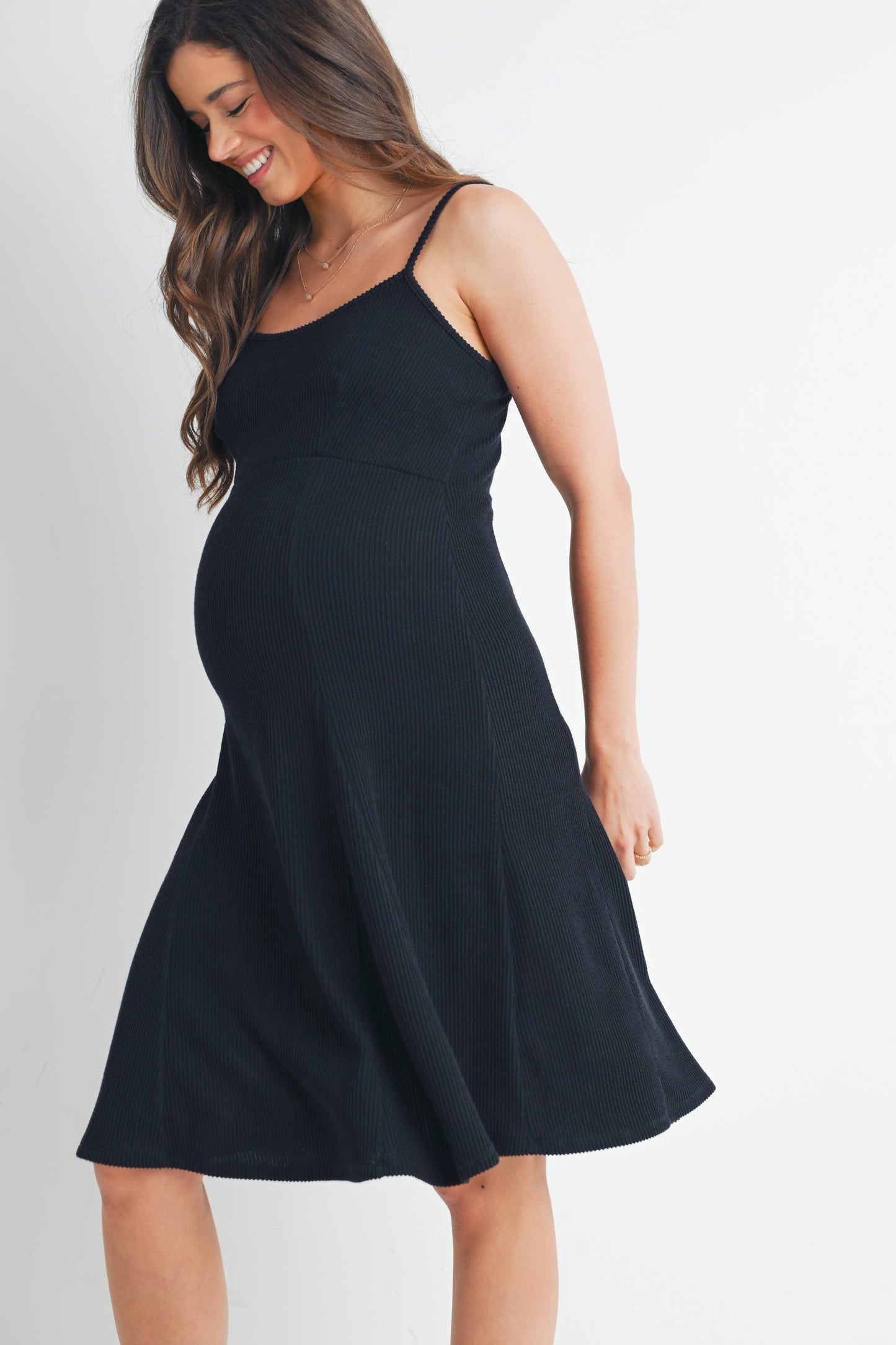 Ribbed Sleeveless Maternity Skater Dress