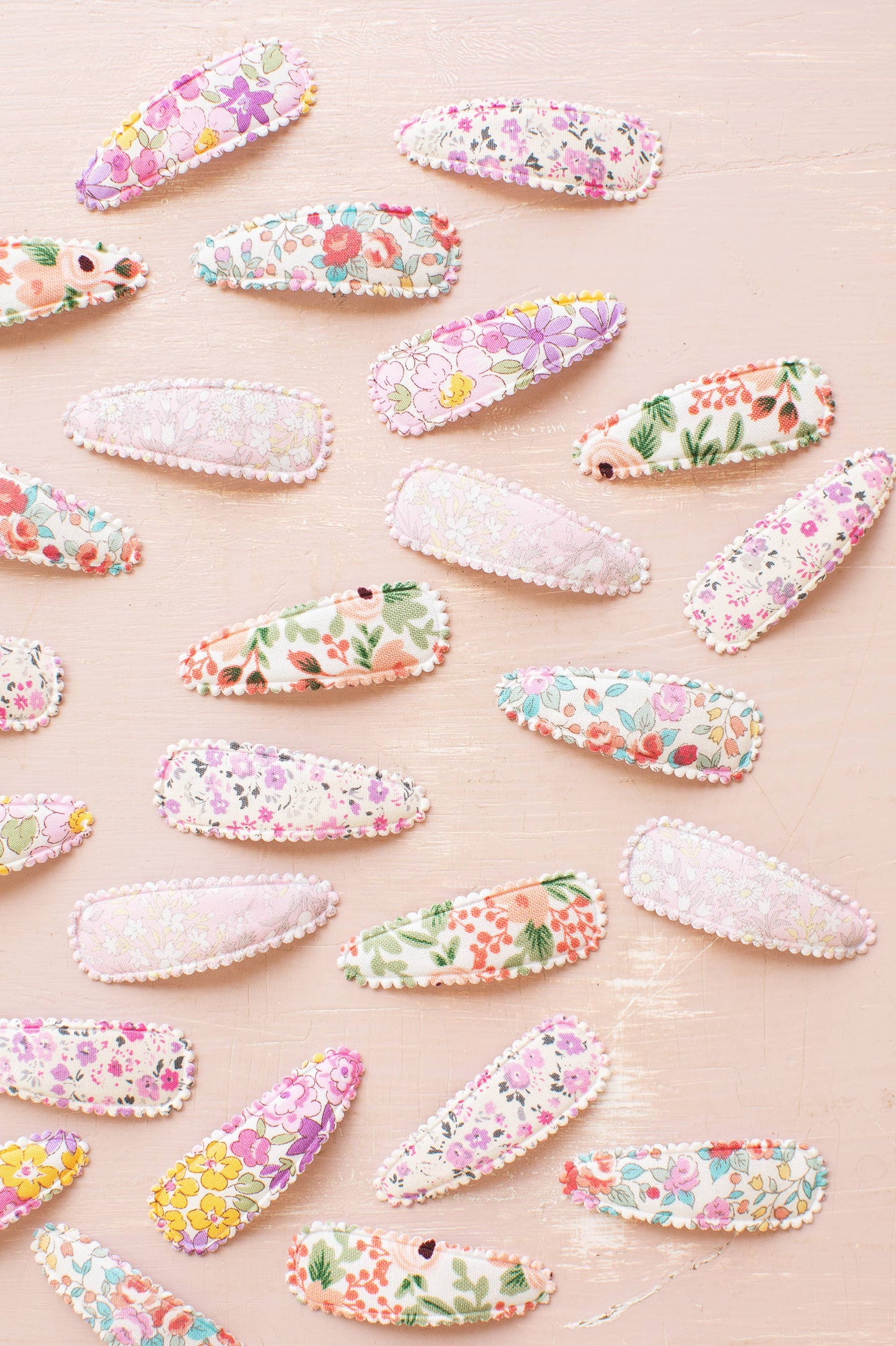 Sloan Pink & Maroon Floral Fabric Hair Clips