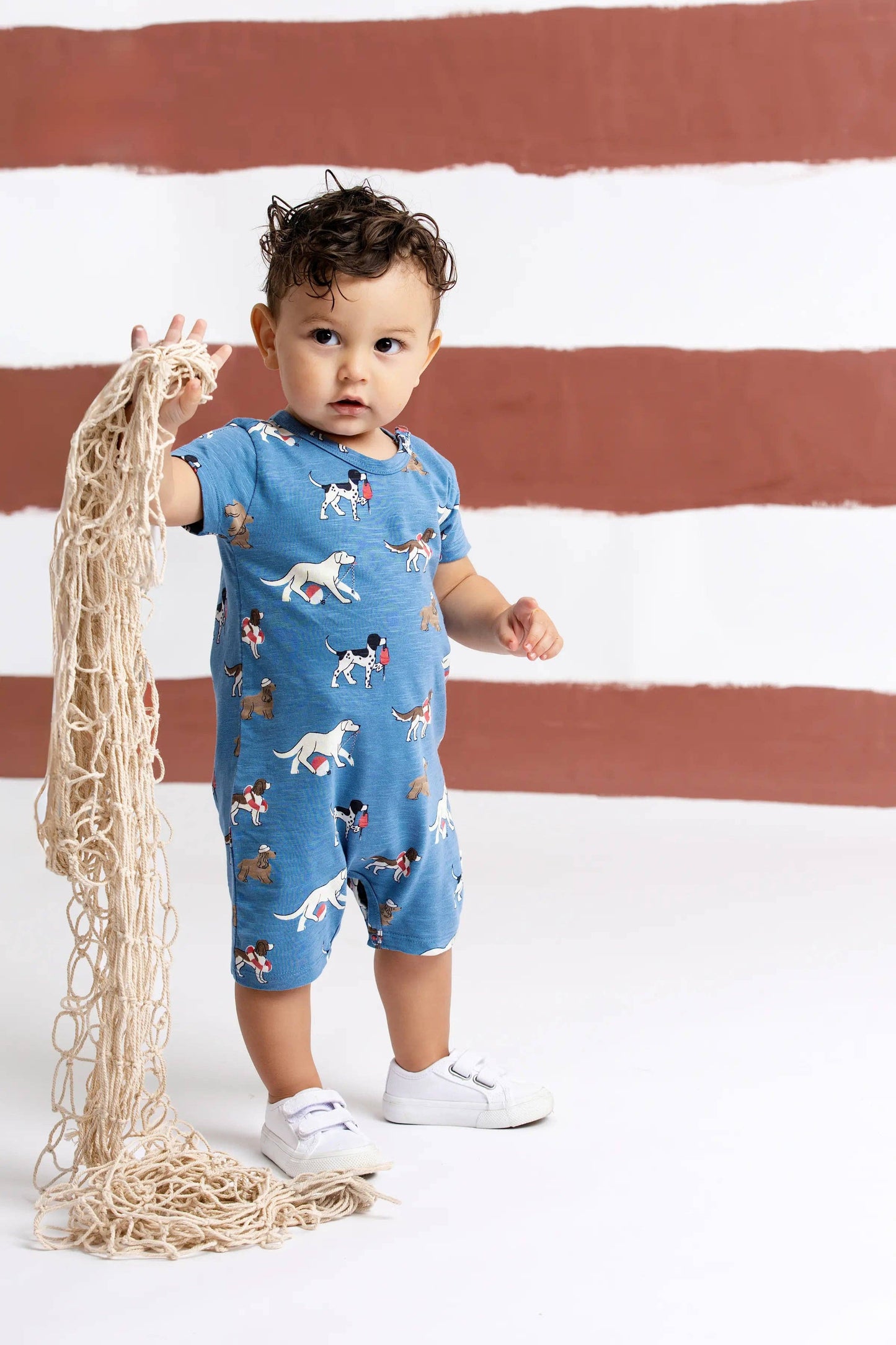 Baby Slub Shorty Romper_Nantucket Pups