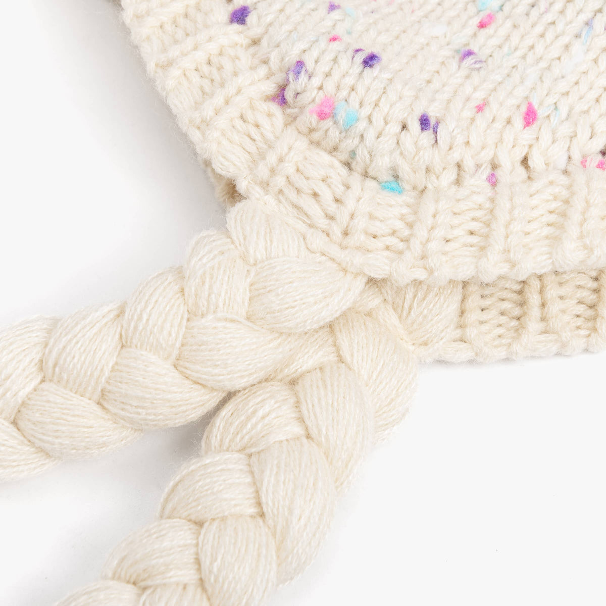 Girls Specked Earflap Winter Hat with Braids - Ages (1-12 Y)