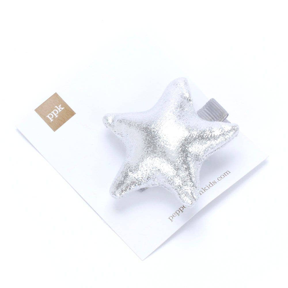 Metallic Star Hair Clip Set of 2 - Pale Gold/ Silver