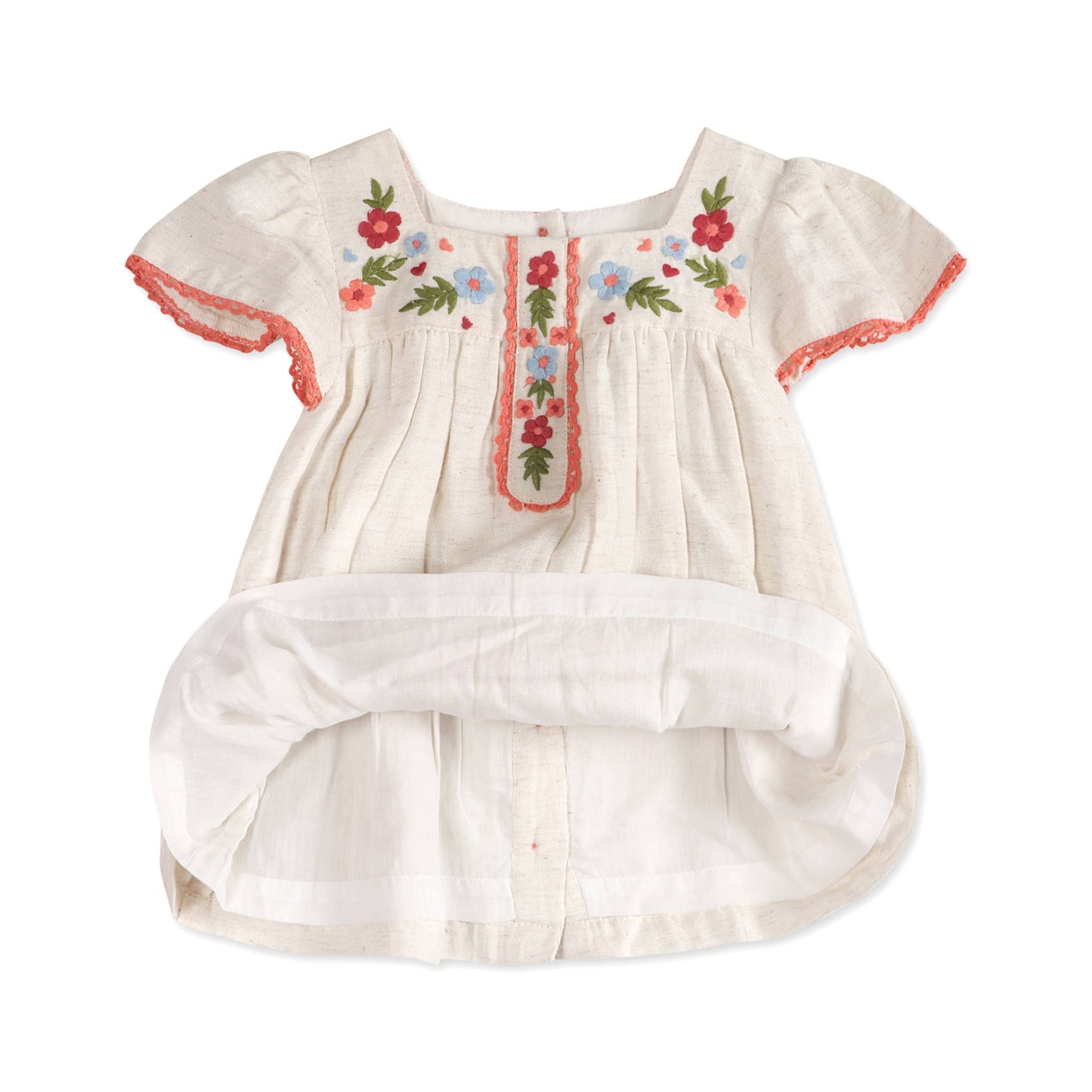 Gabi Embroidered Baby Dress + Bloomer (Linen Blend)