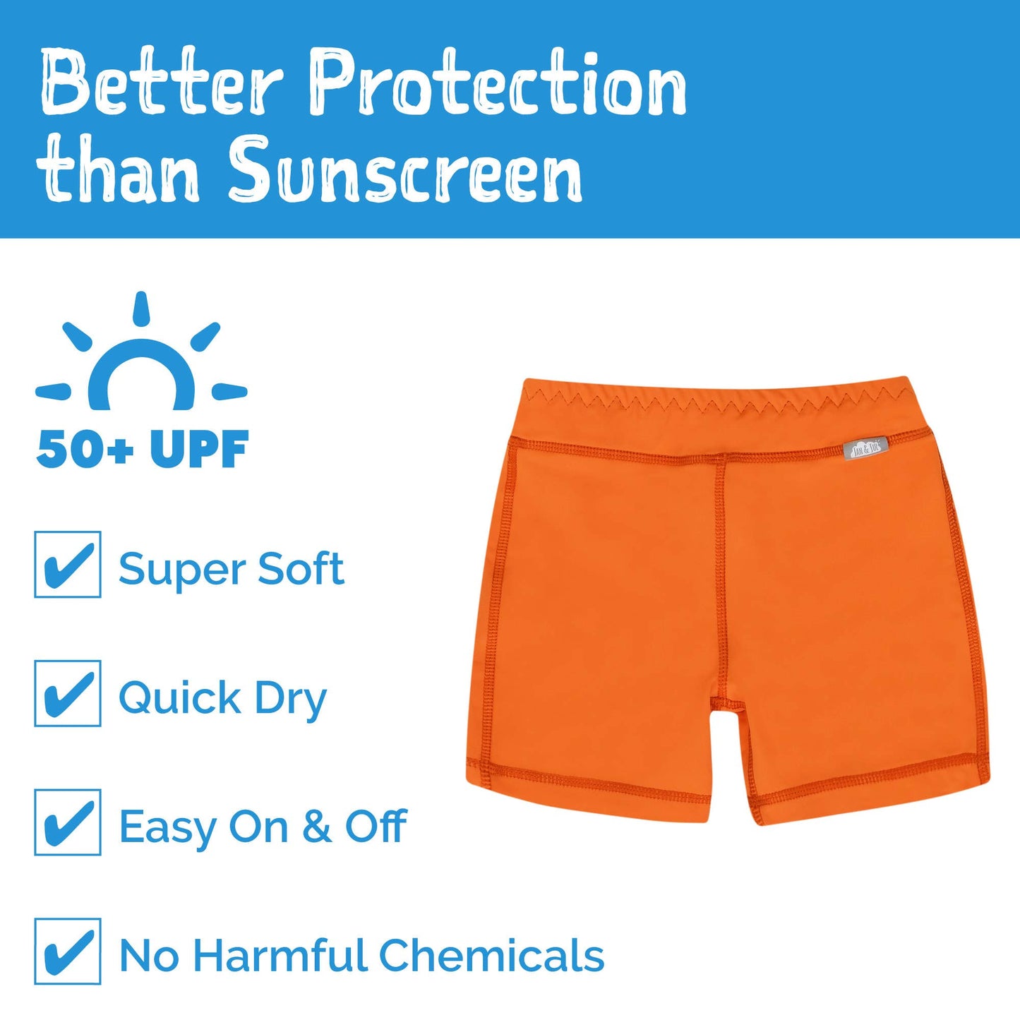 Tangerine | Kids UV Swim Trunks