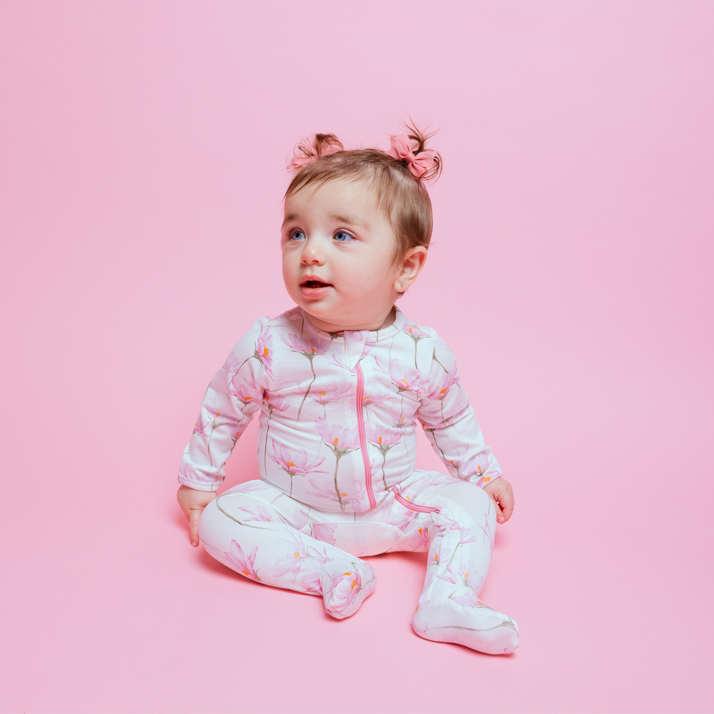 Pink Petals Organic Footed Onesie