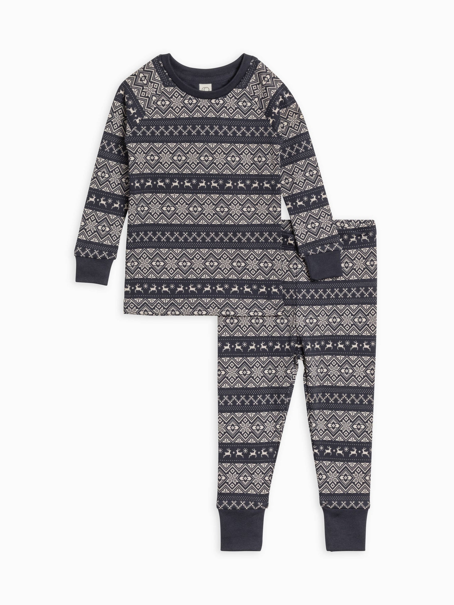 Organic Baby & Kids Long Sleeve Jammies - Fairisle / Navy