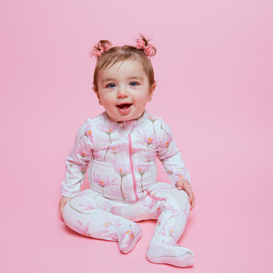 Pink Petals Organic Footed Onesie