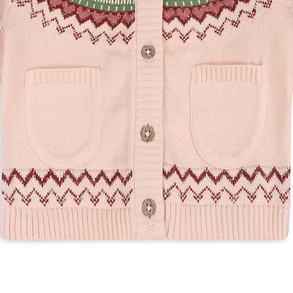 Lily Floral Fair Aisle Knit Baby Cardigan (Organic Cotton)