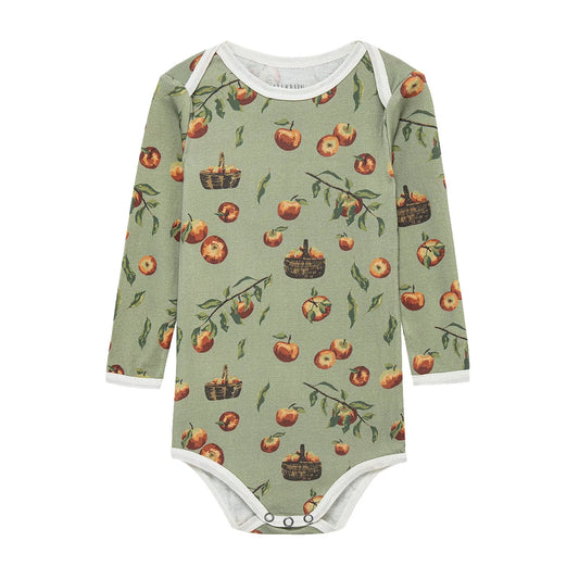 ORGANIC COTTON LONG SLEEVE ONE PIECE// JOGGER PANTS SET--APPLE ORCHARD
