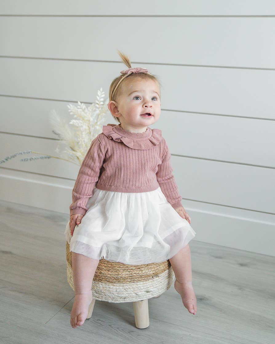 Ruffle Neck Sweater Knit Top & Tutu Baby Dress (Organic)