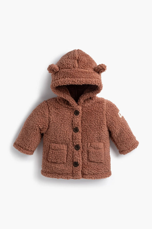Baby Sherpa Teddy Cardigan_Caramel Brown