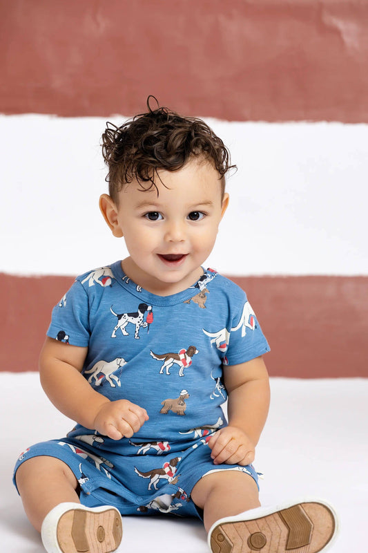 Baby Slub Shorty Romper_Nantucket Pups