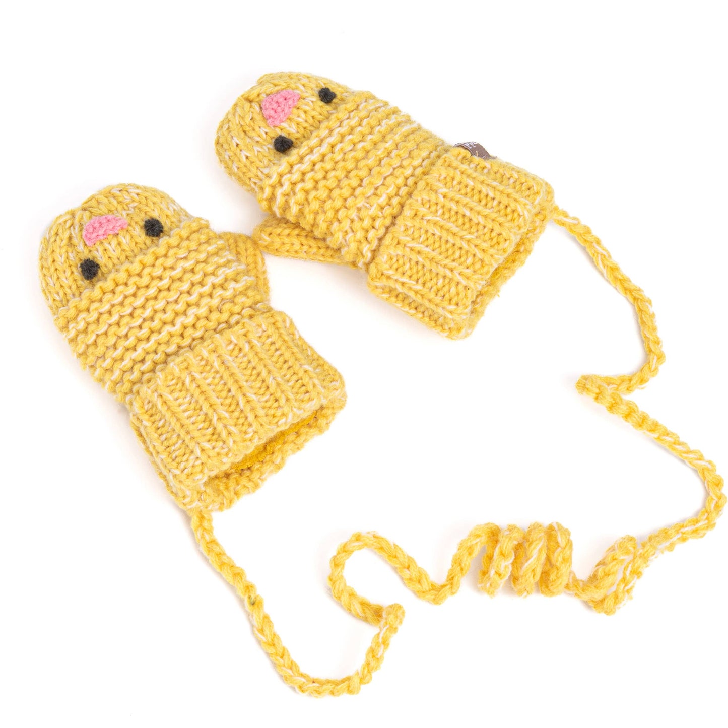 Baby Chick Knit Mittens for Kids up to Age 6 - Yellow
