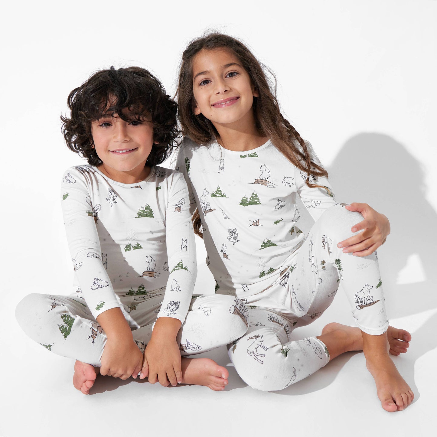 Christmas Winter Forest Animals Kids Bamboo Pajamas