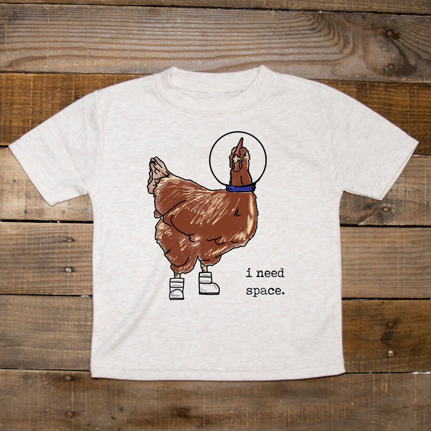 "I Need Space" Funny Chicken Tee Farm Country Kid Clothing