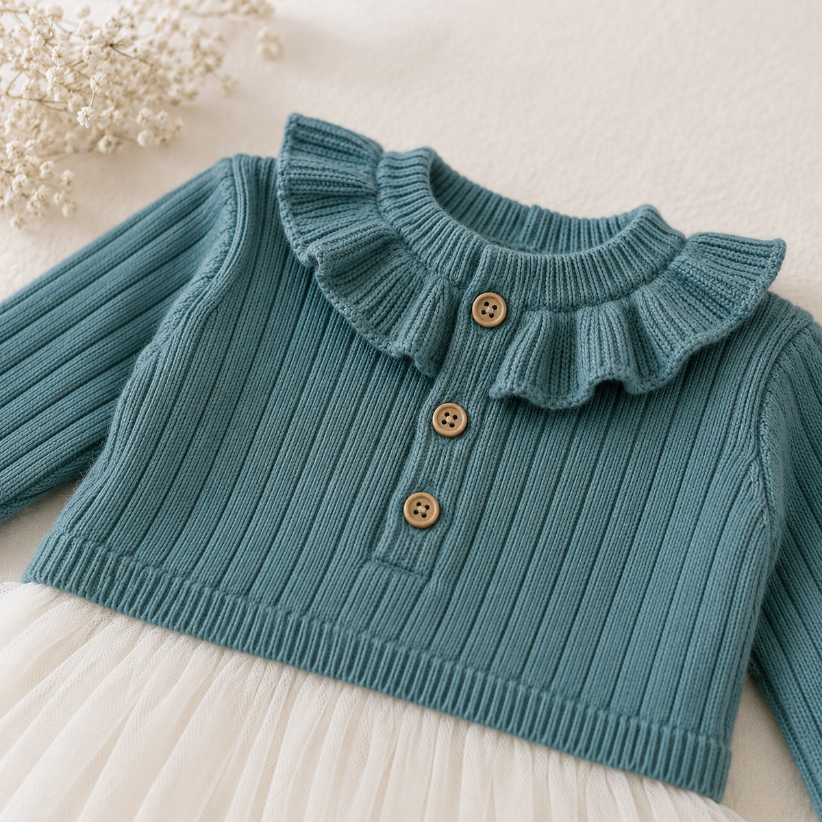 Ruffle Neck Sweater Knit Top & Tutu Baby Dress (Organic)