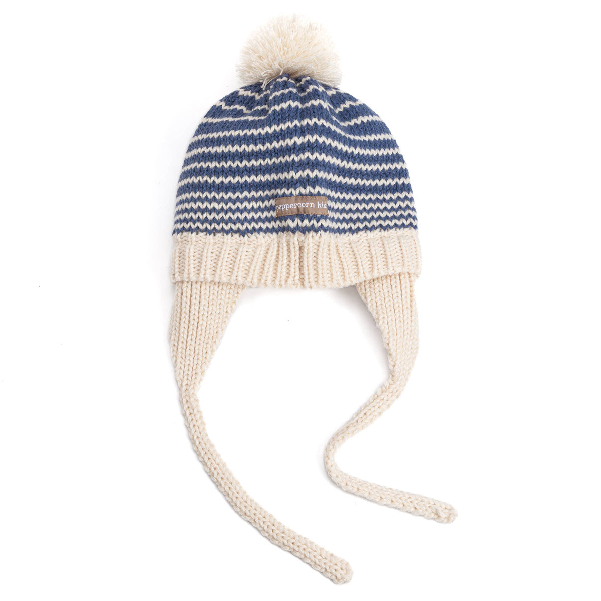 Kids Earflap Winter Hat- Striped Blue- Toddler/ Small Child