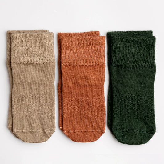 Cypress - Non-Slip Baby Socks in Khaki, Cognac, Evergreen